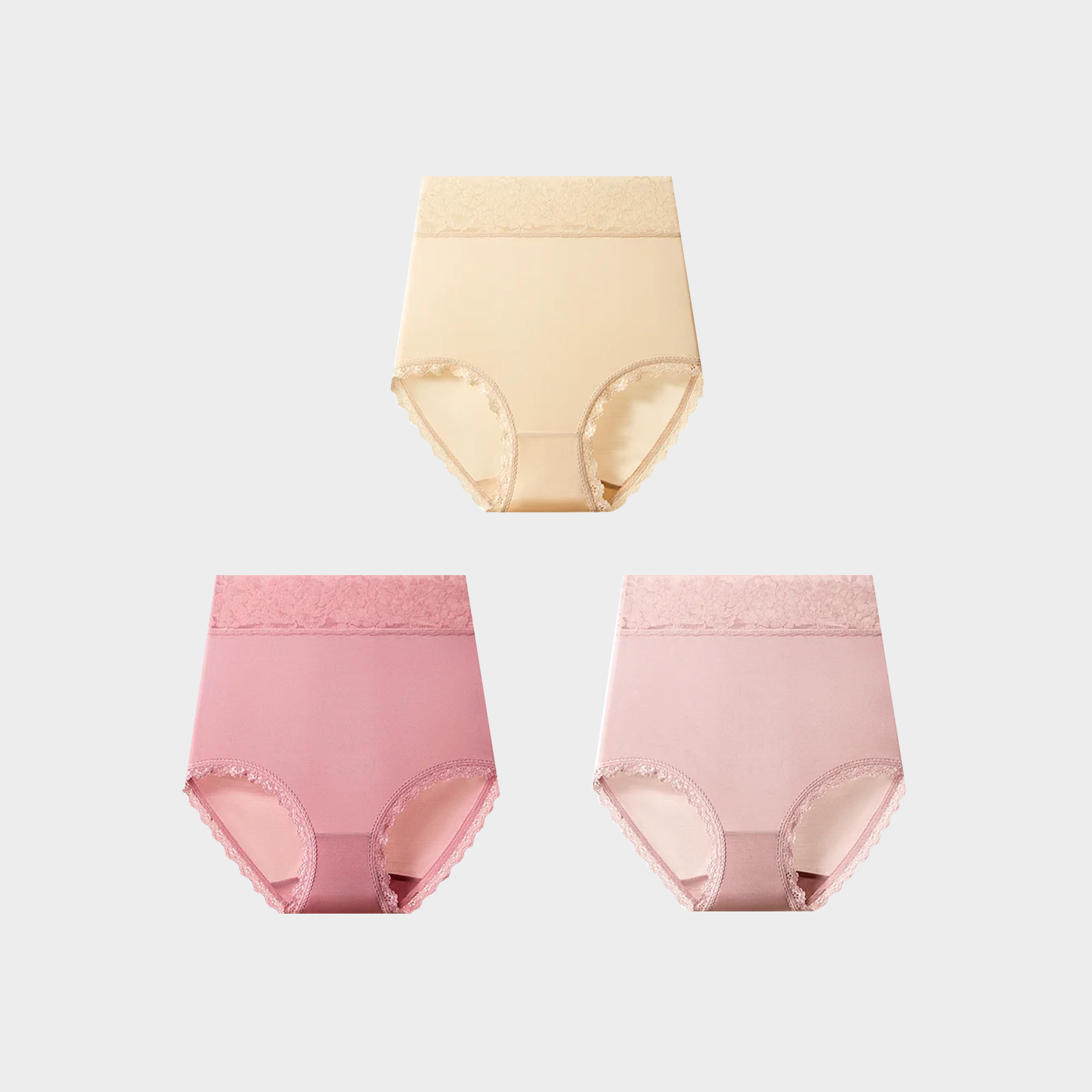 100 Mulberry Silk Lace Briefs  High Waisted 3-Pack REAL SILK LIFE