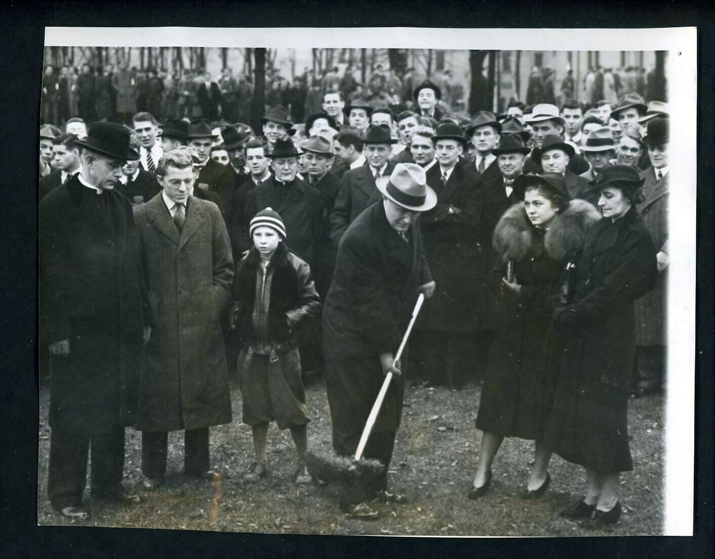 Knute Rockne Memorial field house ground breaking 1937 Type 1 Press Photo Poster painting