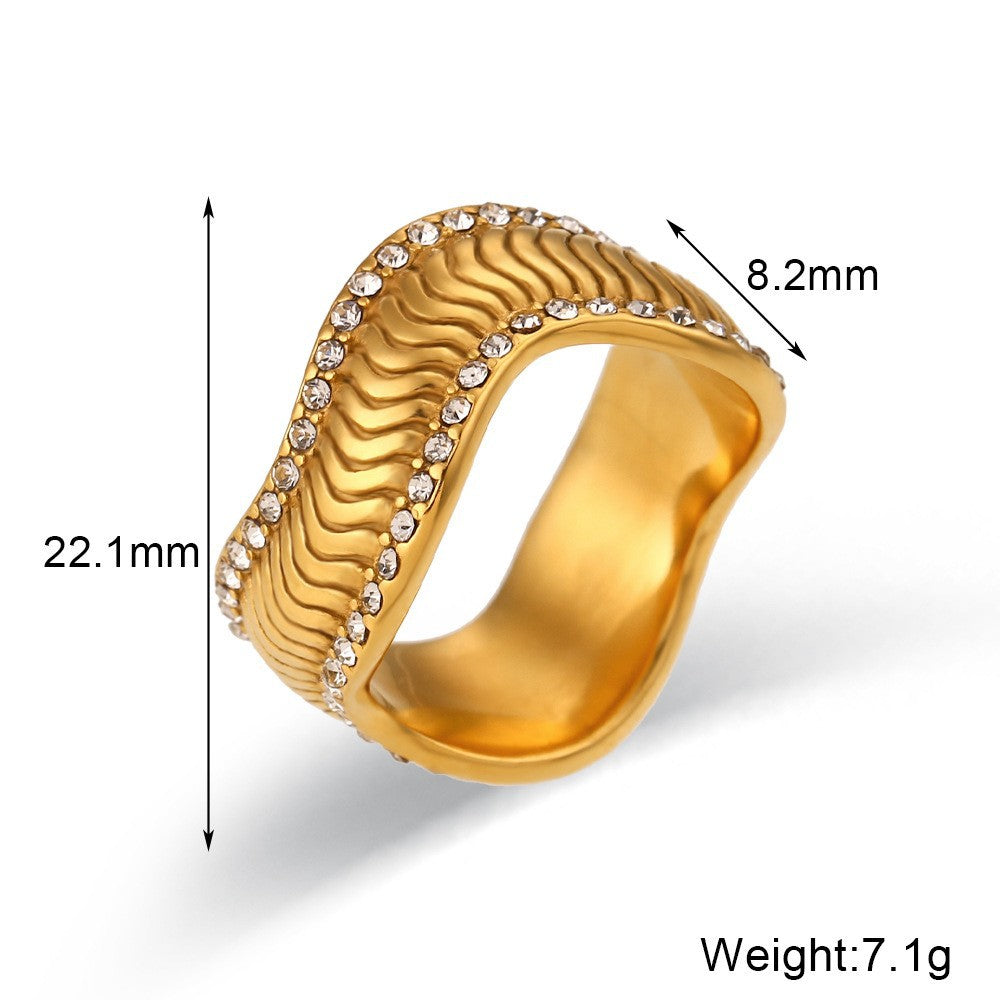 Women Fashion Circle Geometric Stainless Steel 18K Gold Plated Rings