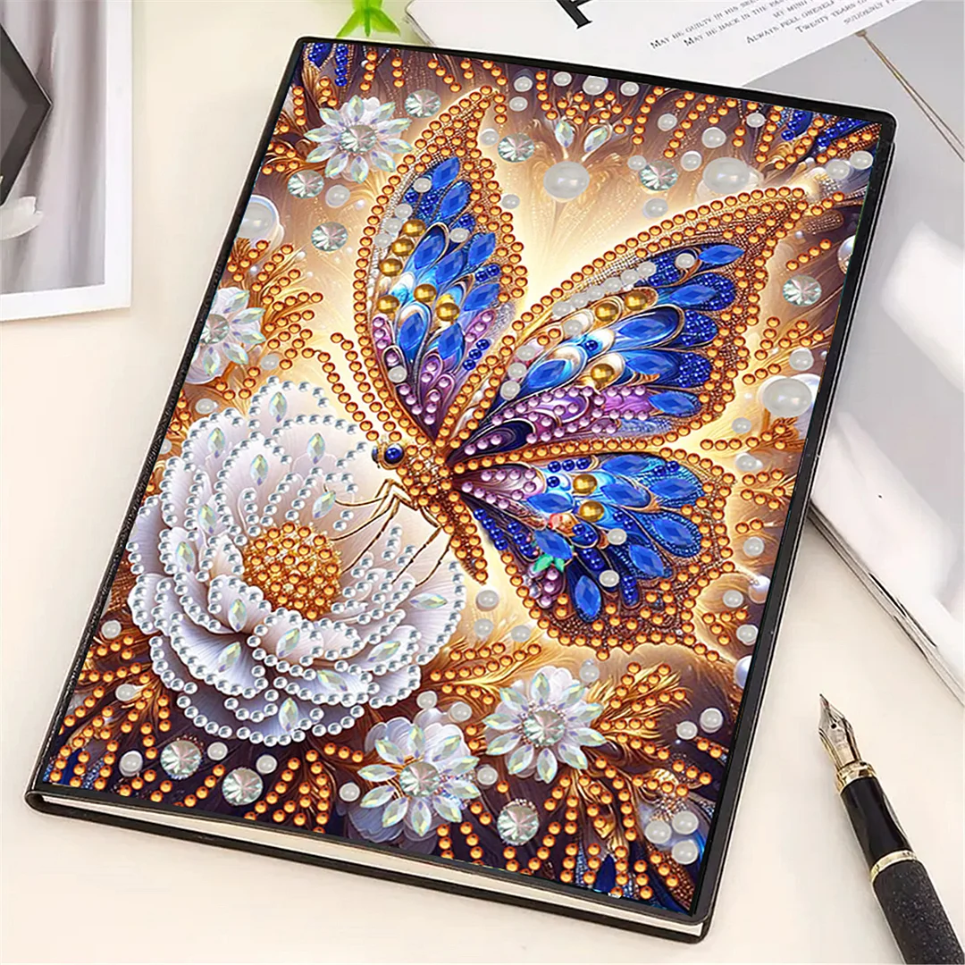 DIY Flower Diamond Painting Journals Notebooks 50 Pages A5 No Lines Special Shaped Diamond Art Kits for Beginners Craft Lovers and Artists (Butterflies Flowers)