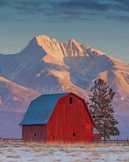 

Montana Mountains And Barn – Paint By Numbers - 40*50CM, 501 Original