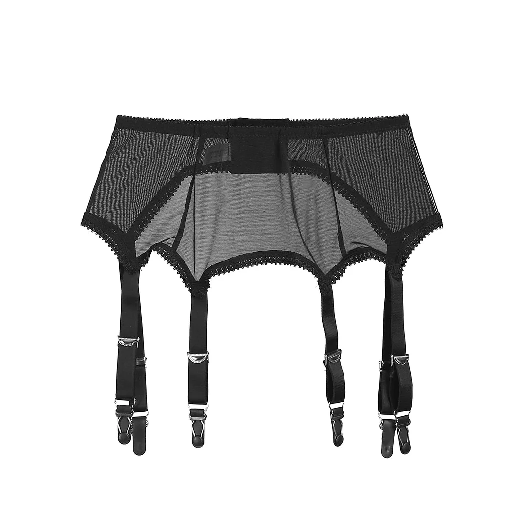 Sexy Women Mesh Garter Belt Stockings 6 Metal Buckles Straps Suspender Elastic Belt Garters