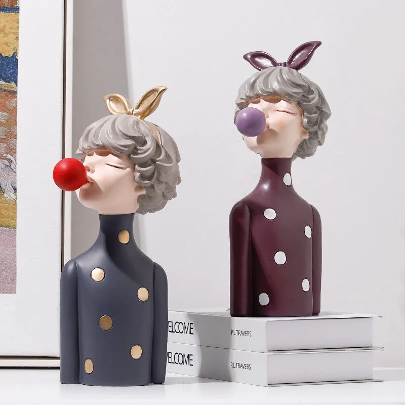 Moden Girl Sculpture Resin Art Statue Fairy Fashion Nordic Home Decoration Tabletop Figurines Gifts Bedroom Decor Accessories