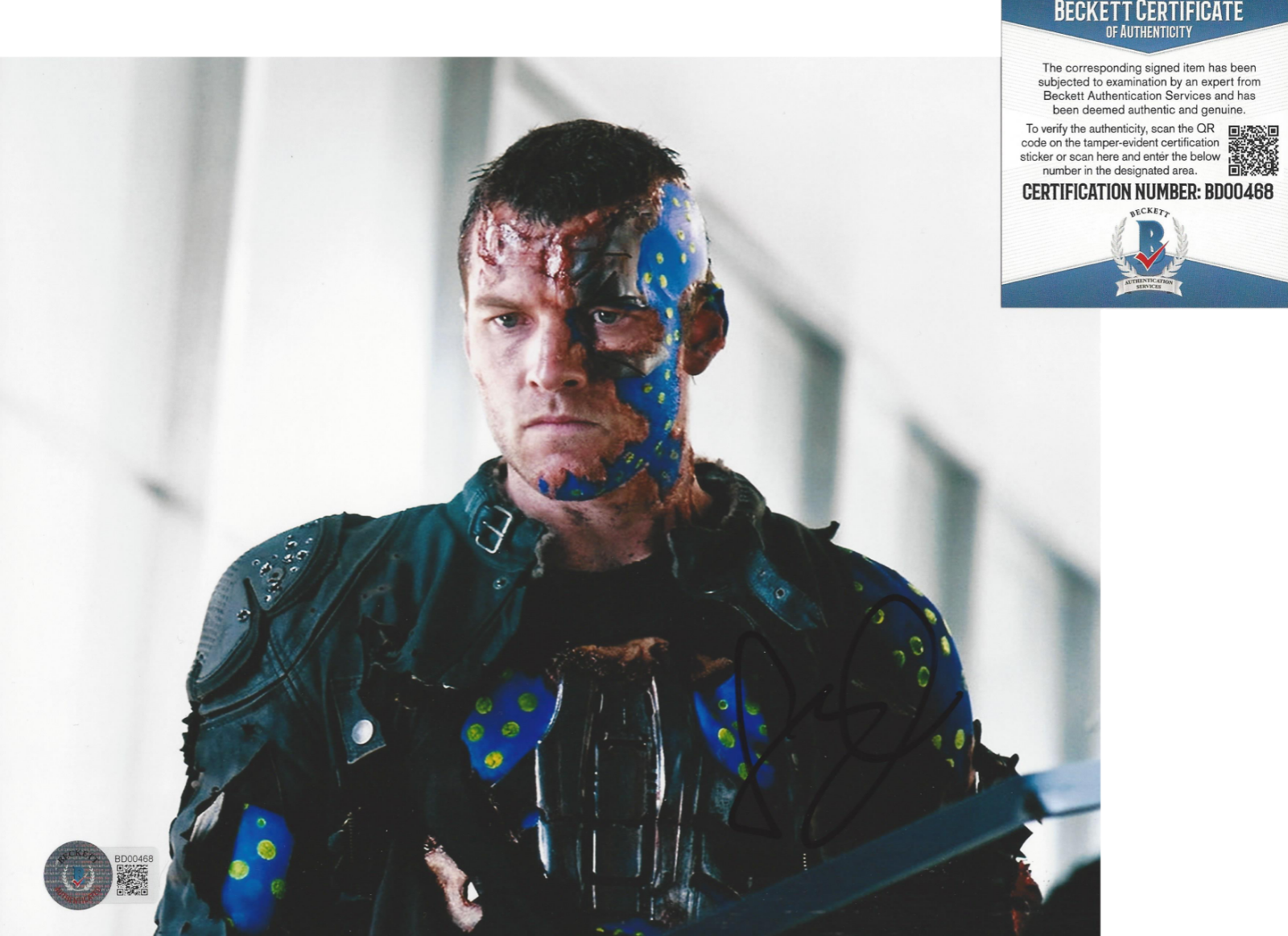 SAM WORTHINGTON SIGNED TERMINATOR SALVATION' 8x10 MOVIE Photo Poster painting C BECKETT COA BAS