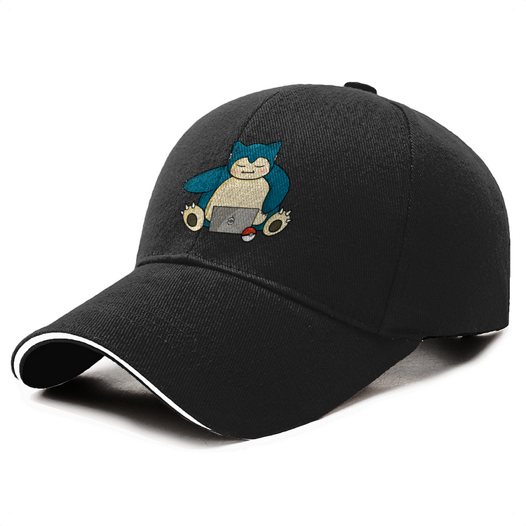 Snorlax Playing Computer With Airpods, Pokemon Baseball Cap