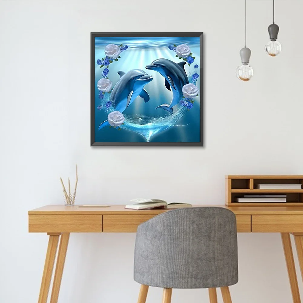 Diamond Painting - Full Round Drill - Dolphin(Canvas|30*30cm)