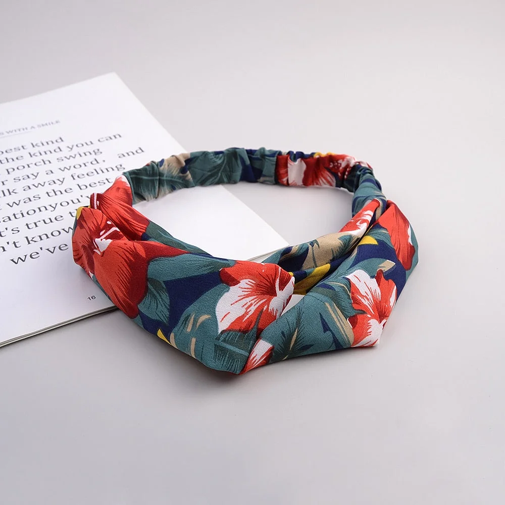 Women Headband Cross Top Knot Elastic Hair Bands Soft Solid Color Girls Hairband Hair Accessories Twisted Knotted Headwrap