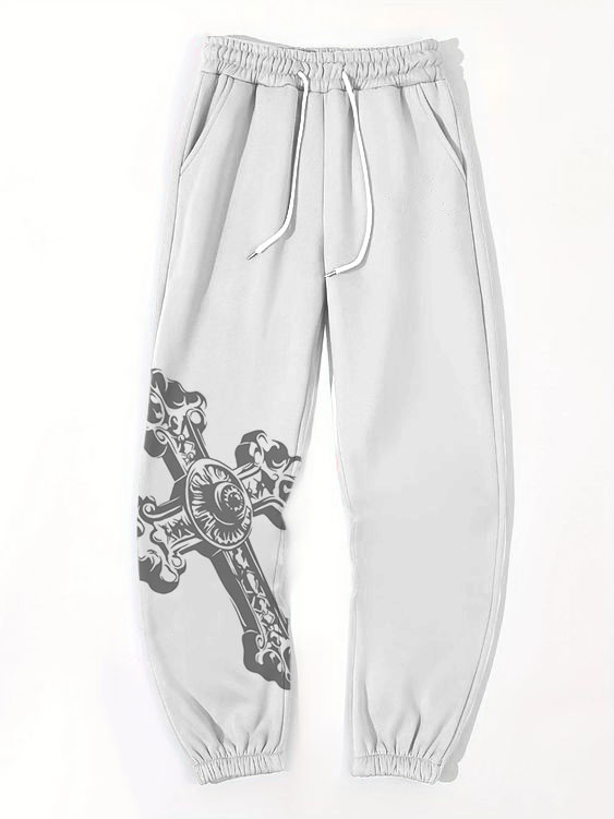 Women's Daily Casual Vintage Cross Print Track Sweatpants