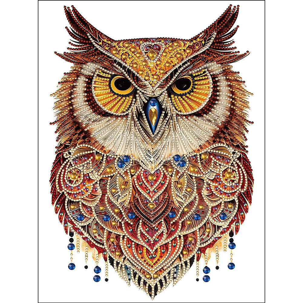 Ethnic Style Owl 30*40CM(Canvas) Special Shaped Drill Diamond Painting gbfke