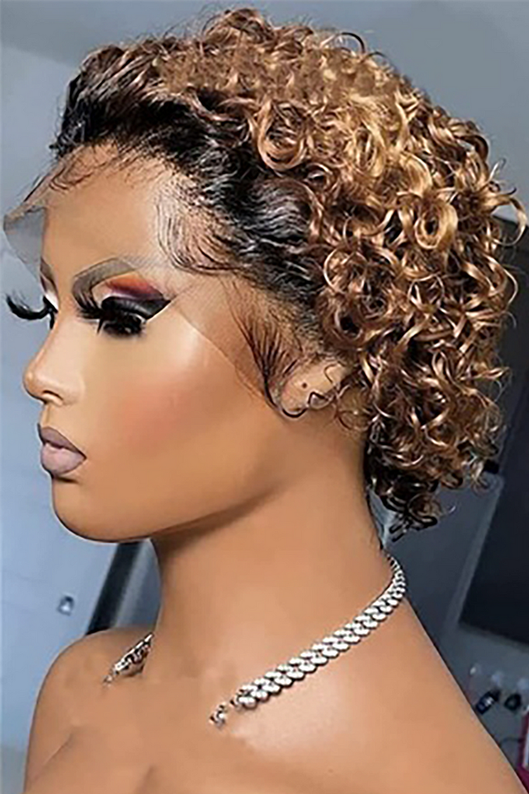 Short Curly Hair Frontal Lace Wigs