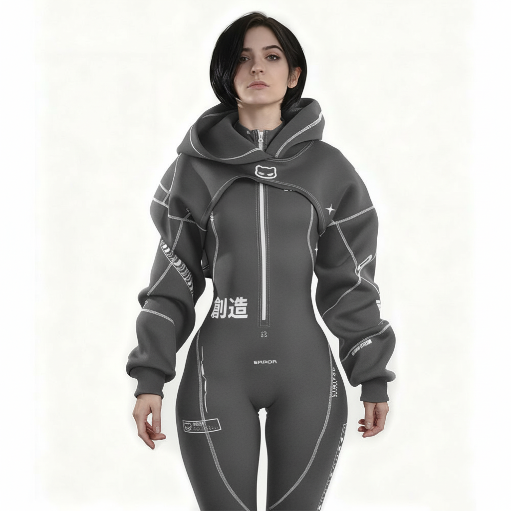 Cyberpunk Futuristic Mechanical Style Women's Sports Yoga Outfit Set