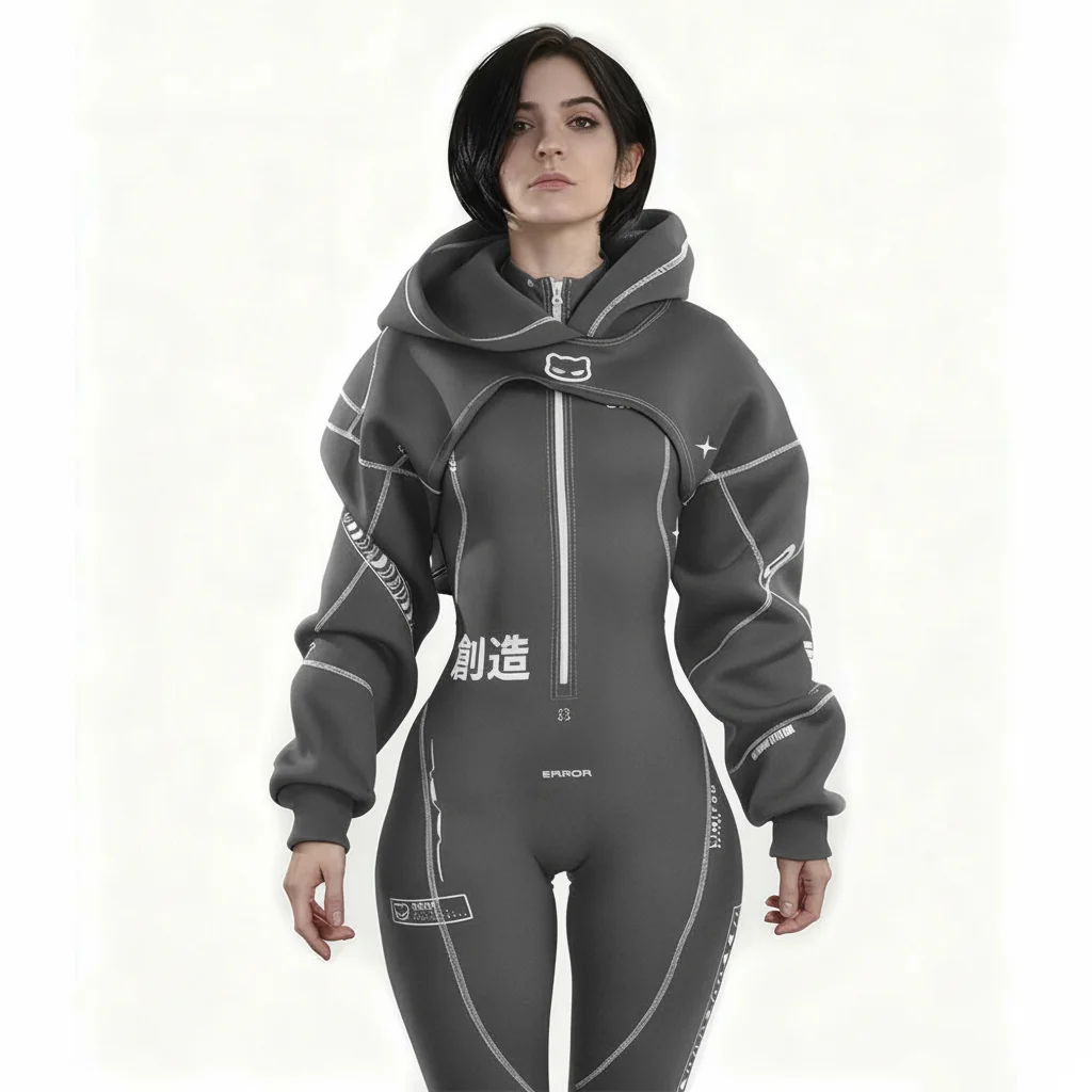 Cyberpunk Futuristic Mechanical Style Women's Sports Yoga Outfit Set