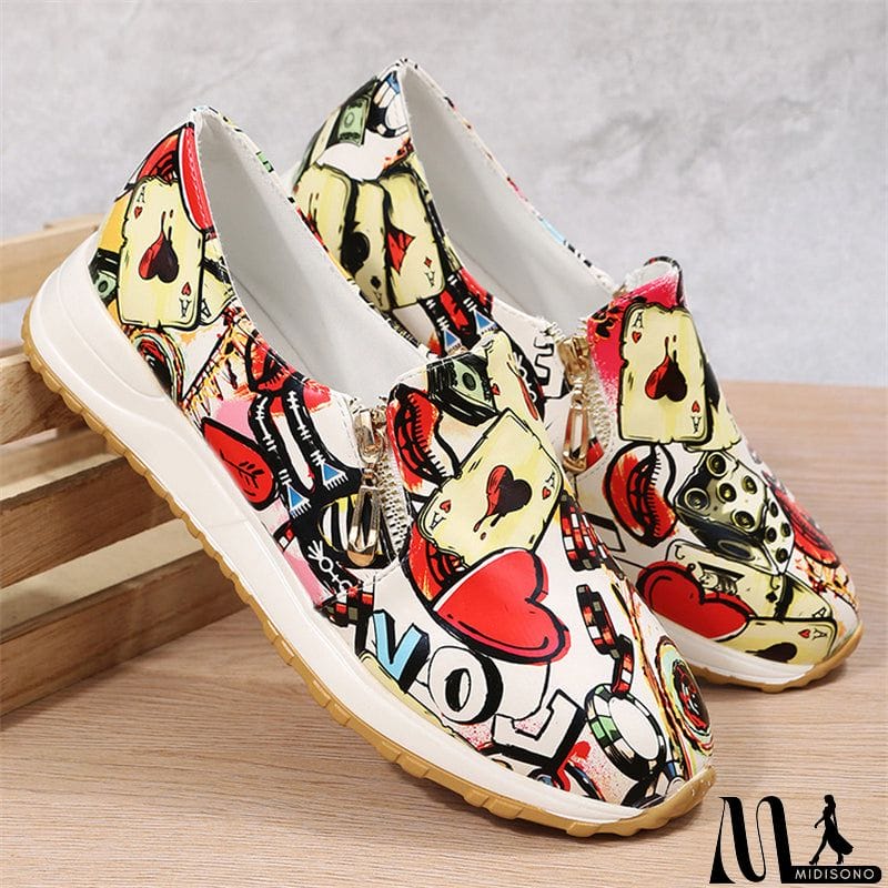 MidiSono - Distinctive Multi-color Snake Pattern Thick Heels Female Loafers