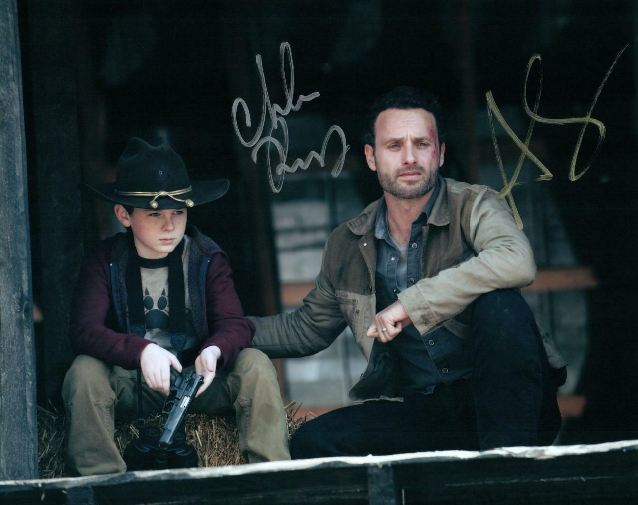 Chandler Riggs Andrew Lincoln signed 8x10 Pic autographed Photo Poster painting Nice Photo Poster painting + COA