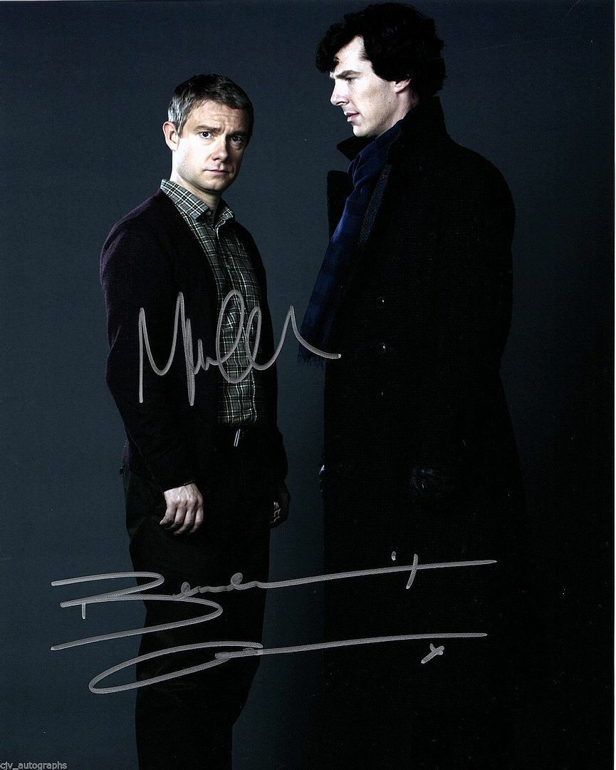 Benedict Cumberbatch & Martin man - Sherlock Autograph Signed Photo Poster painting Print