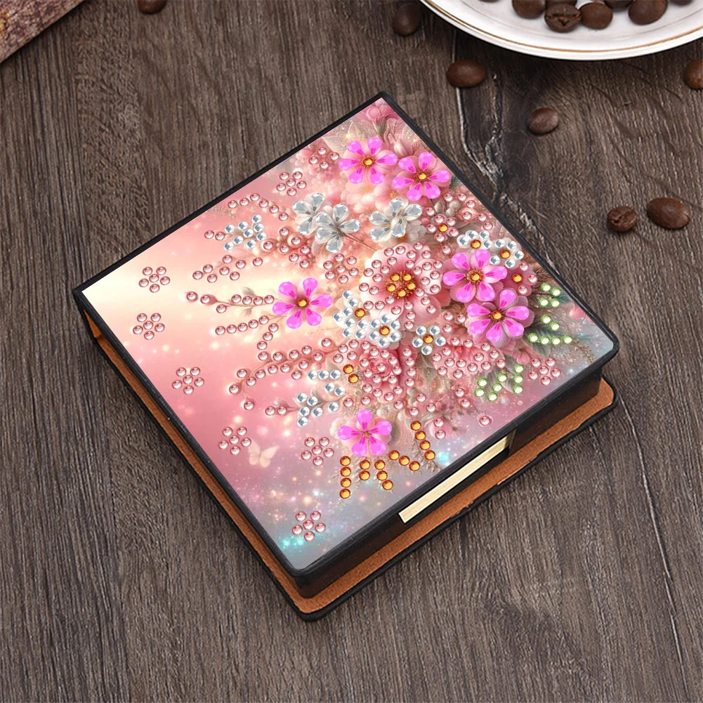 PU 5D Diamond Painting Kit Note Box DIY Diamond Art Notepad Box (Flower)
