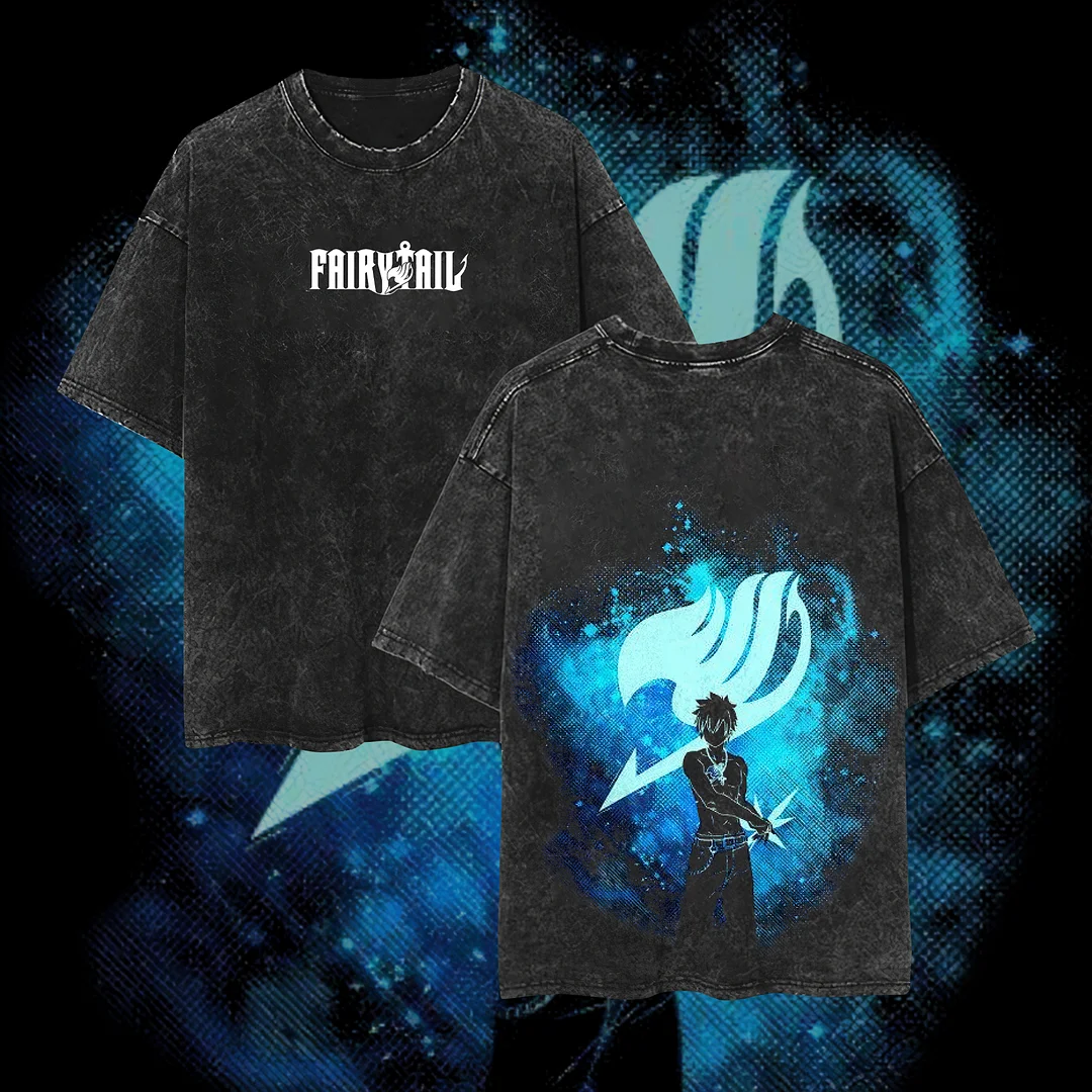 Fairy Tail Anime Printed Oversize Washed T-Shirt