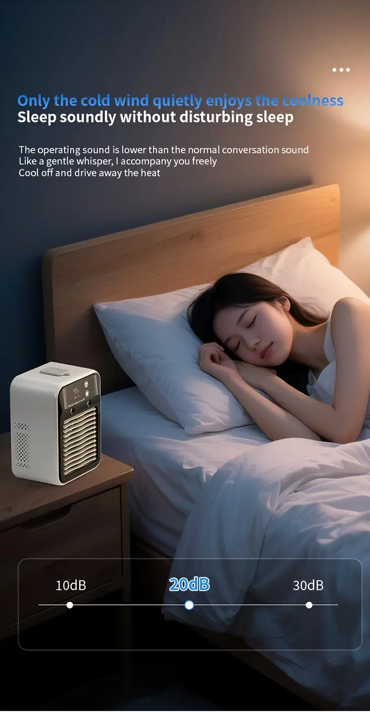 2025 new cooled fan with ice cooling portable desktop spray humidifier rechargeable or usb powered 2 battery capacity 3000mah square shape 36v or below no portable air cooler modern aesthetic durable build quality portable air cooler Product details 13