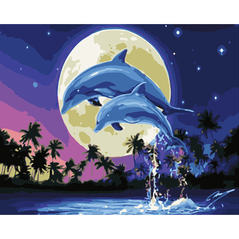 

40*50cm - Painting By Numbers - Two Dolphins, 501 Original