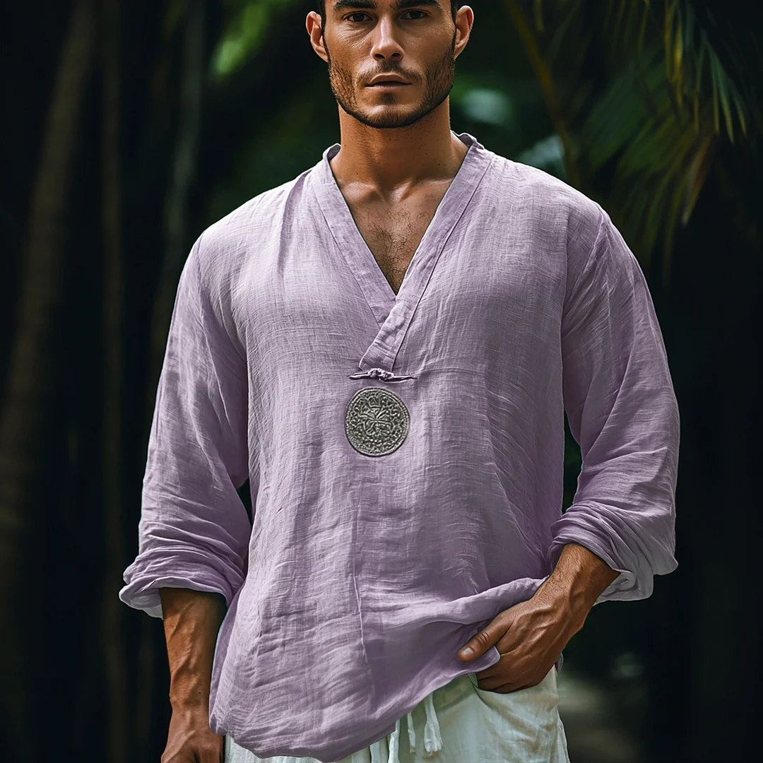 Men's Ethnic Loose Light Casual Linen Shirt-inspireuse