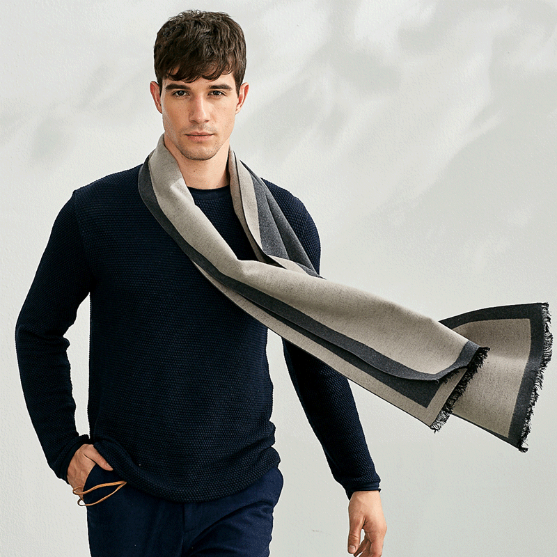 Men's scarf silk Alexandro grey