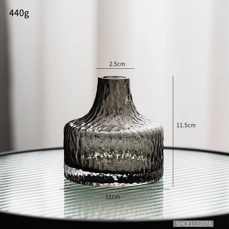 Nordic Glacier Stripes Glass Vase Transparent Container Hydroponic Vase Bathroom Decoration Accessories Minimalist Decor Vases