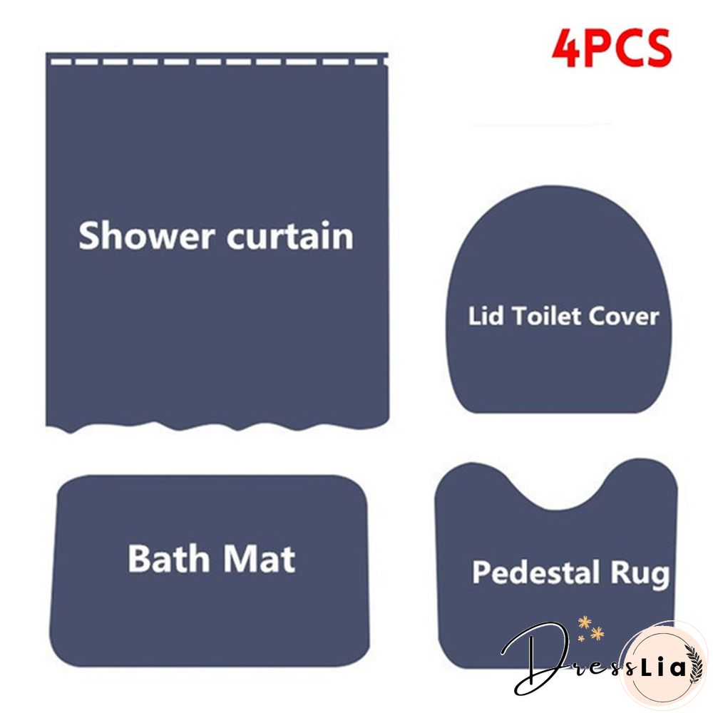 Fairy Tale Christmas Theme Shower Curtain Set Bathroom Decoration Waterproof Toilet Cover