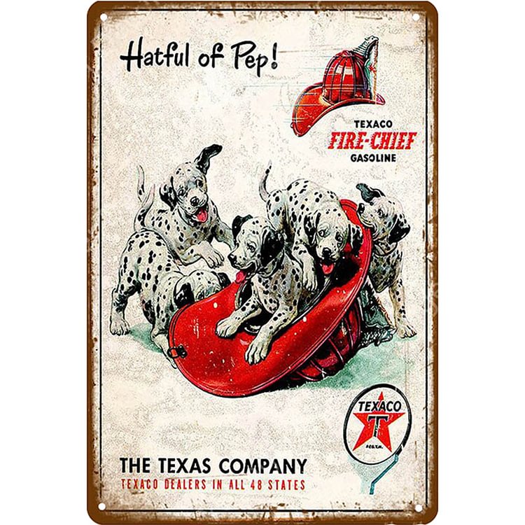 Stippled Dogs Texaco - Vintage Tin Signs/Wooden Signs - 20x30cm & 30x40cm