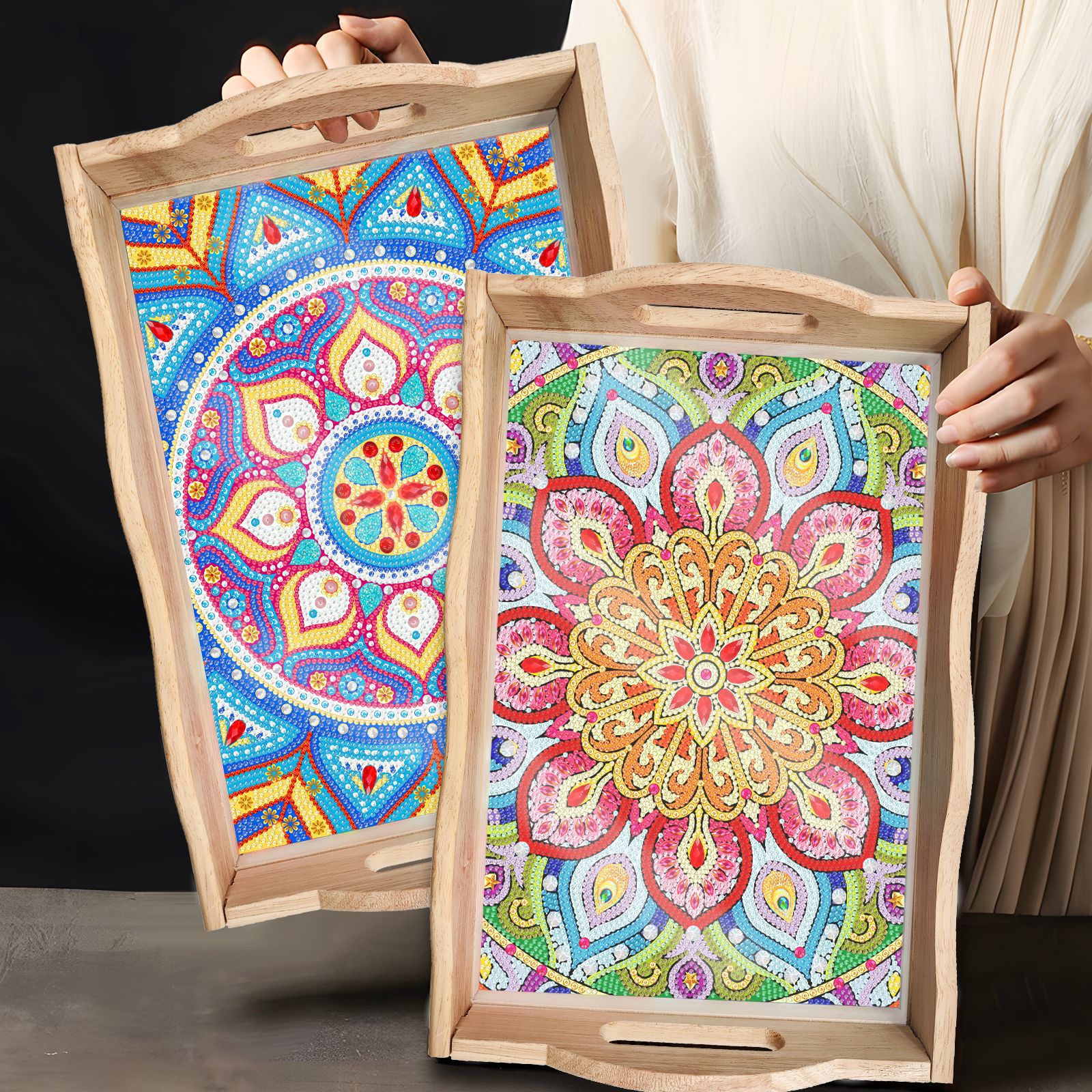 DIY handmade diamond cross stitch decoration painting for dining and living rooms, diamond painting tray, cross-border new product wholesale