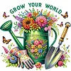 Watering Can DIY Special Shape Double sided Print Clear Diamond Art Kit Wooden Framed Diamond Painting Kit(22x22cm)