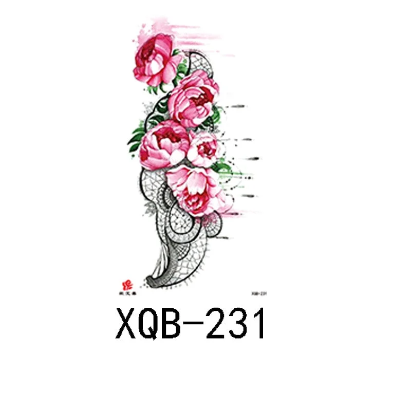 Small Full Arm Waterproof Tattoo Sticker Half Arm Arm Painted Flower Animal Arm Lasting European and American Tattoo Sticker