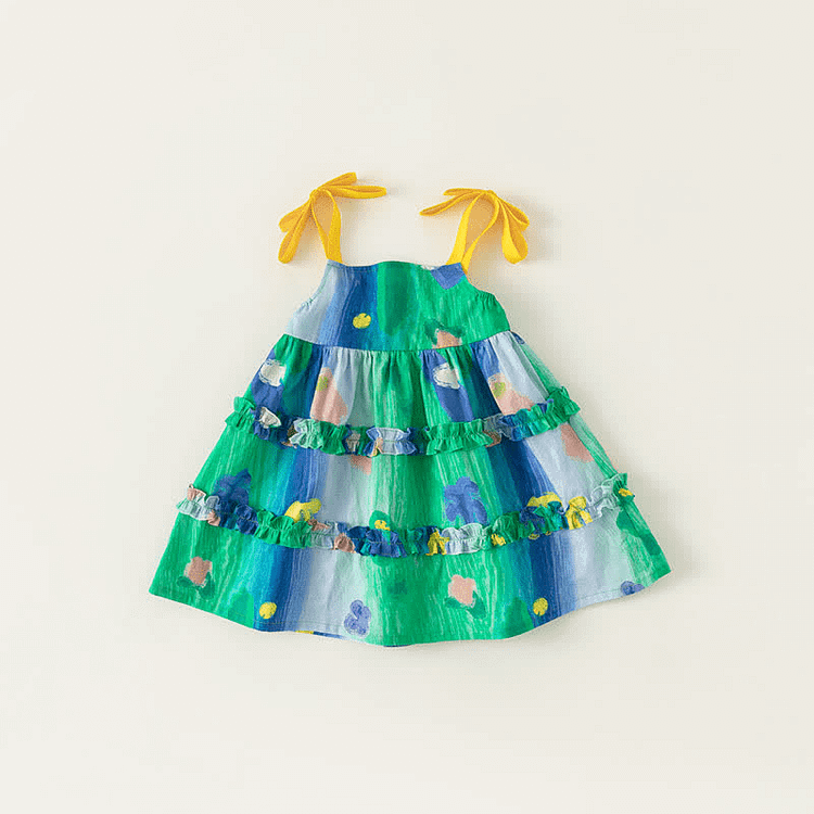 Toddler Tie Dye Flower Polo Shirt Sling Dress