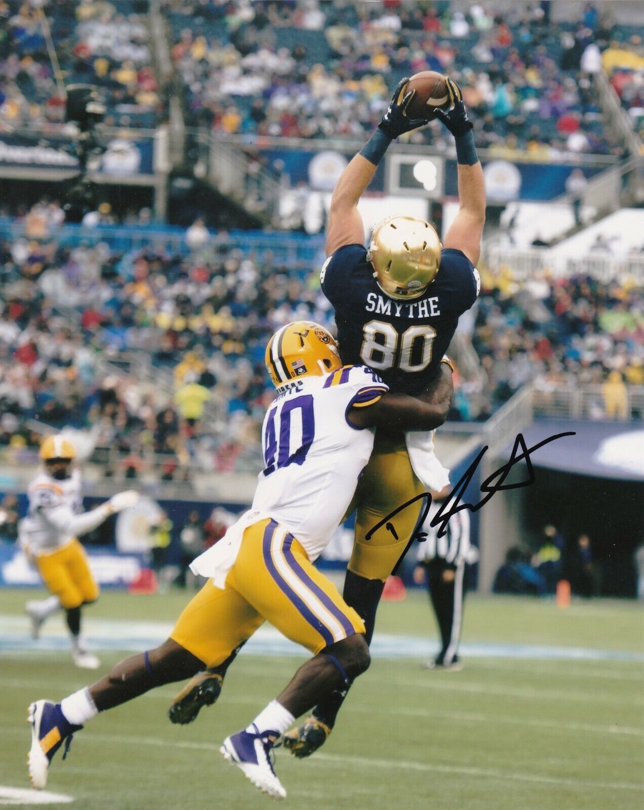 DURHAM SMYTH NOTRE DAME FIGHTING IRISH ACTION SIGNED 8X10