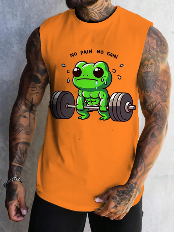 Men's Frog Fitness No Pain No Gain Print Tank Top