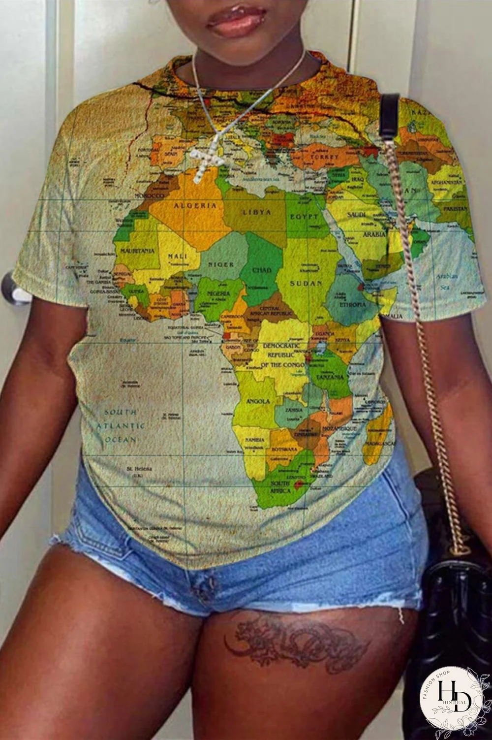 Green Fashion Casual Print Patchwork O Neck T-Shirts