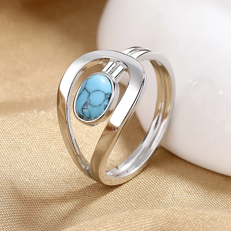 Olivenorma Stainless Steel Vintage Blue Turquoise Ring