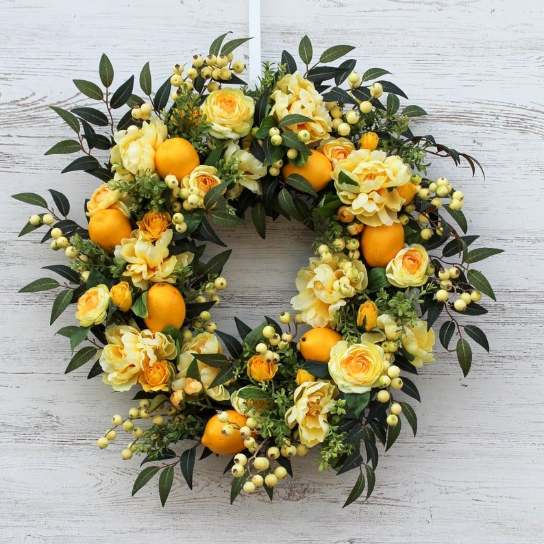 Lemonade Peony Rose & Lemon Everyday Spring Summer Front Door image 1