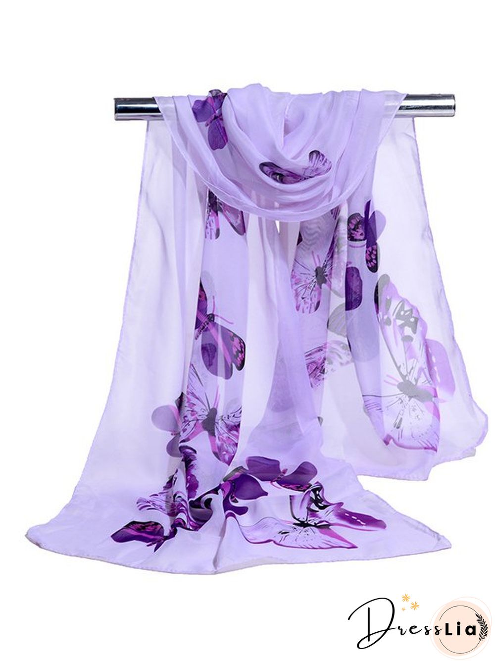 Boho Butterfly Print Long Silk Scarf Bali Holiday Scarf