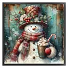 Snowman With Dessert-11CT Stamped Cross Stitch 45*45cm/17.72*17.72in