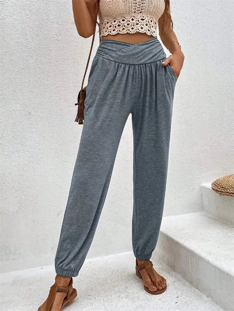 Nigikala Nigikala 2025 Women's Home Trousers Temperament Casual Loose Bag High Waist Girded Trousers Women