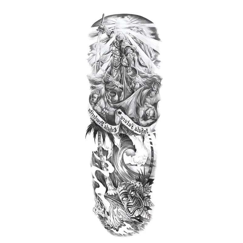 Temporary Fake Tattoo Chinese Dragon Sleeves Fox Fish Chinese Pattern Stickers Fake Tattoos On Body Body Arm Legs Paper Cover