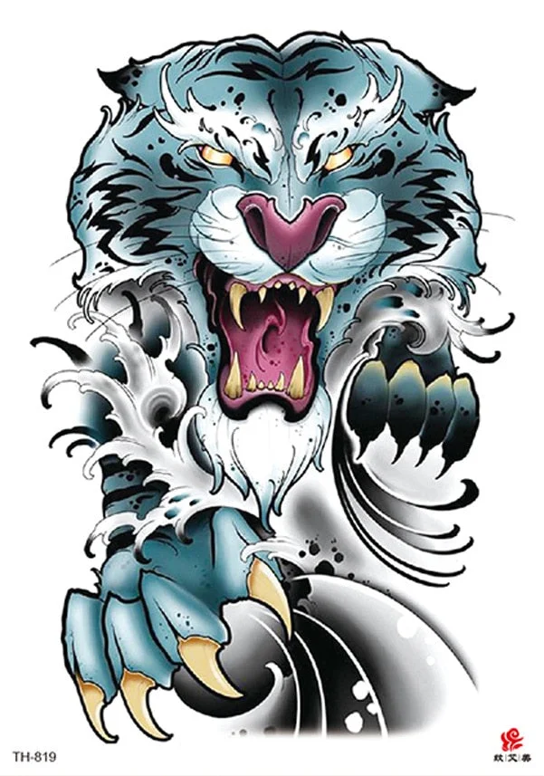 Waterproof Temporary Tattoo Sticker Wolf Crow Bird Forest Tree Black Fake Tatto Flash Tatoo Arm Leg Big Art for Women Men