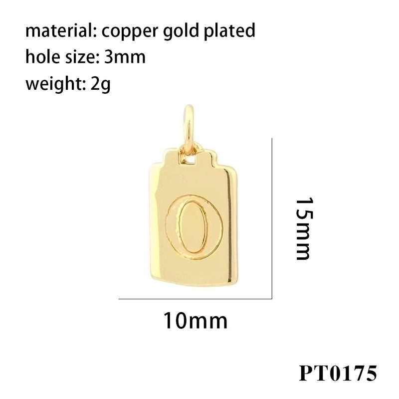 Minimalist Letter Copper Plating 18k Gold Plated Charms