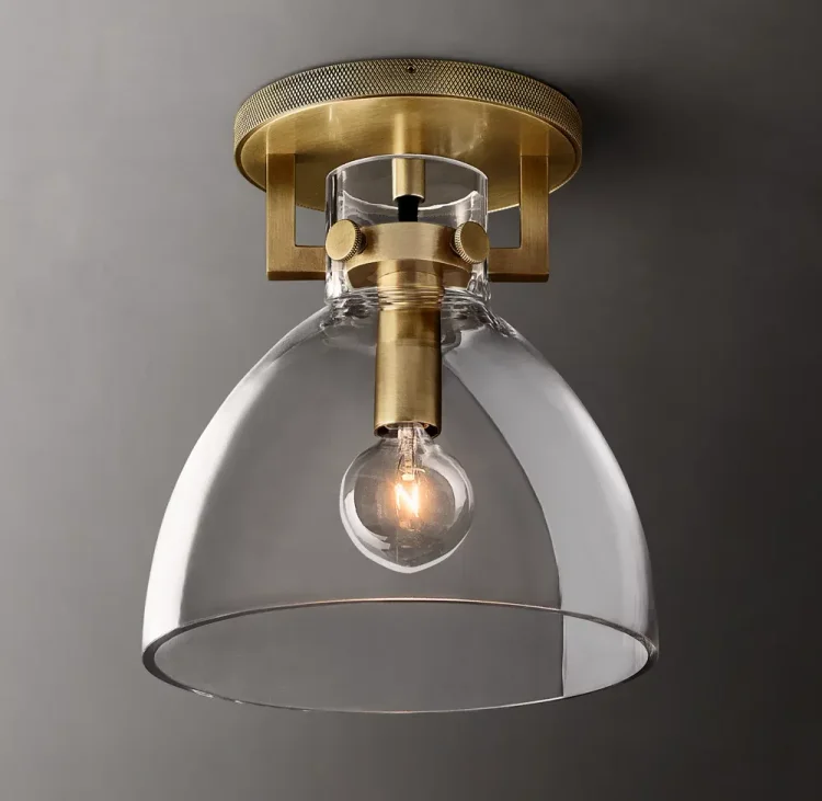 Machinist Round Glass Cylinder Shade Flushmount Vjlight