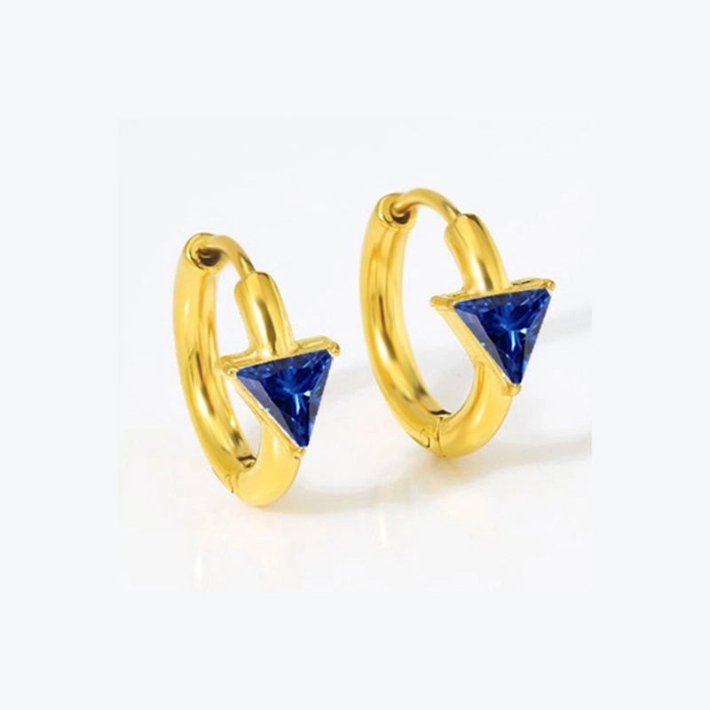 1 Pair Nordic Style Basic Classic Style Triangle Inlay Titanium Steel Zircon Hoop Earrings