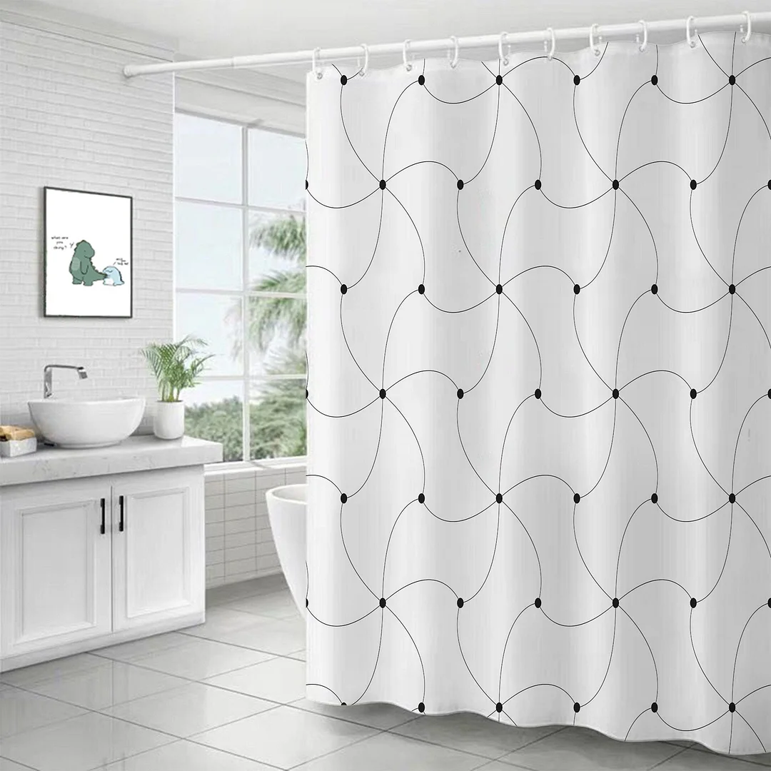 Waterproof Shower Curtains for Bathroom Home Decor Polyester Fabric Shower Curtains Geometric Pattern Multi-size Shower Curtain