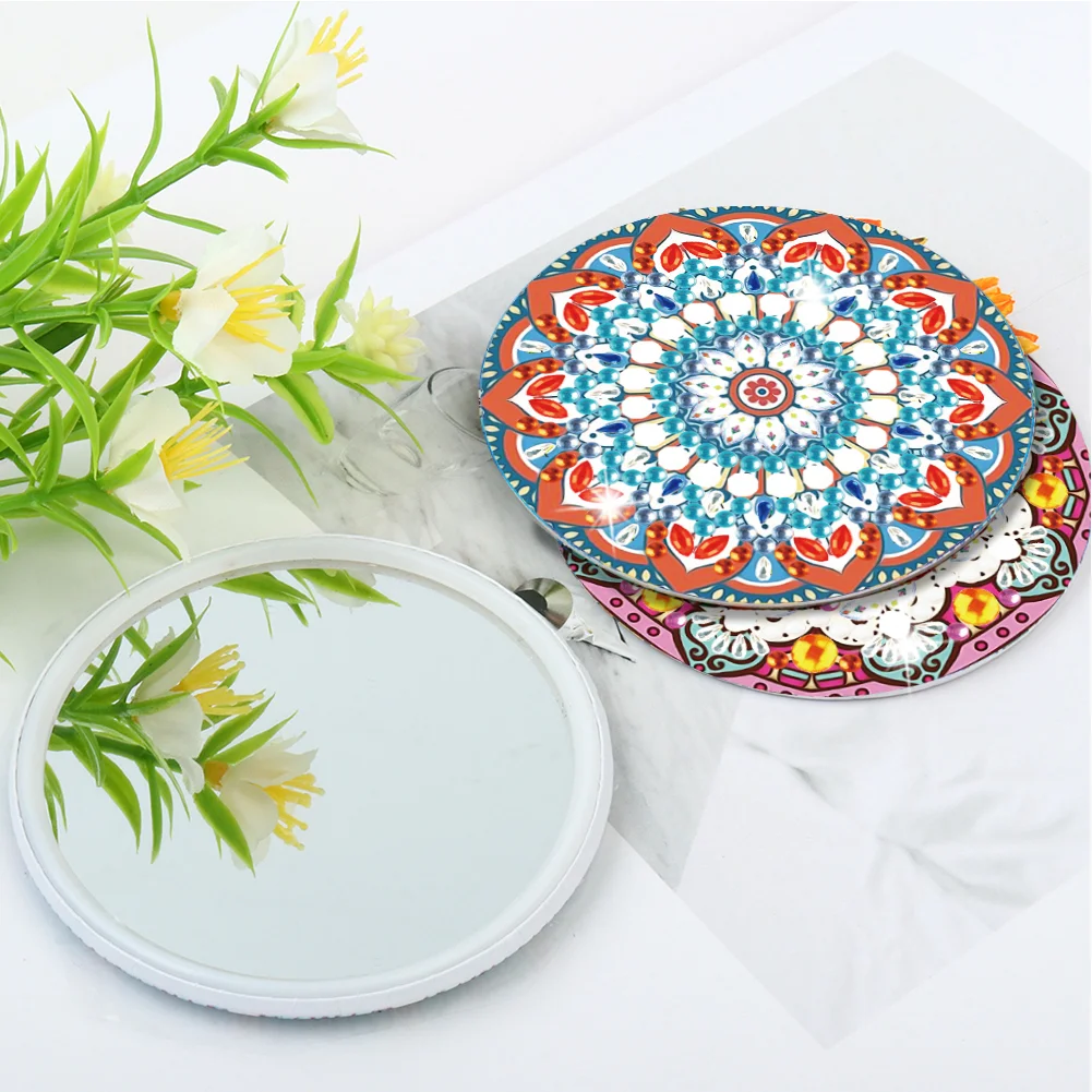 3pcs Diamond Painting Makeup Mirror Portable DIY Datura for Girl