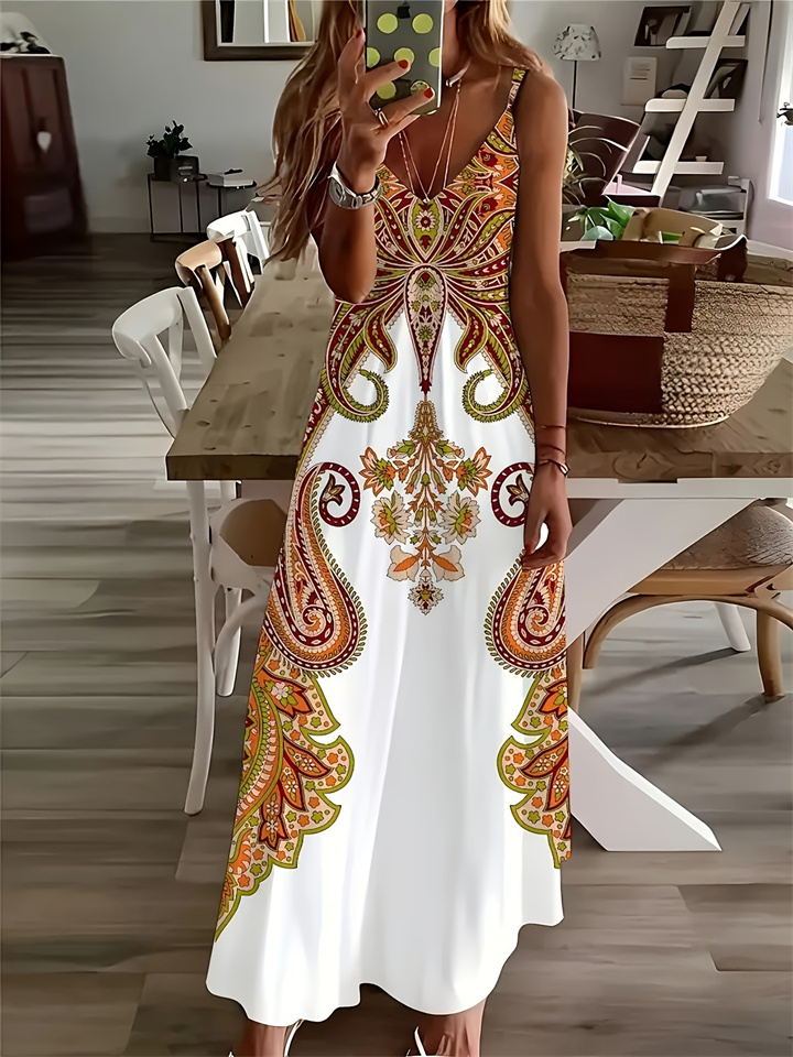 Women's Seaside Vacation 3d Printed Bohemian Style Long Summer Halter Dresses