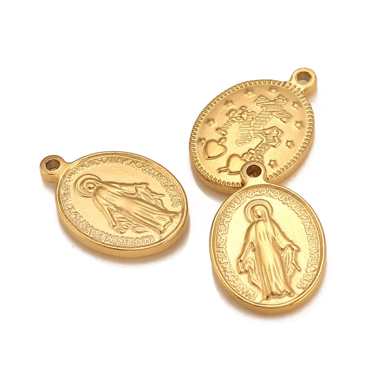 3 PCS/Package 304 Stainless Steel Portrait Virgin Mary Pendant Jewelry Accessories