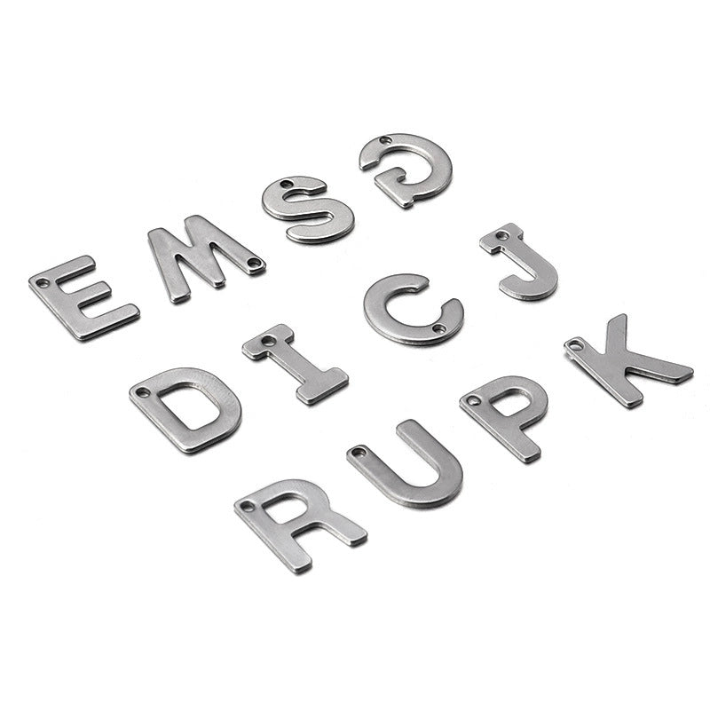 50 Pcs/package Minimalist Letter Stainless Steel Pendant Jewelry Accessories